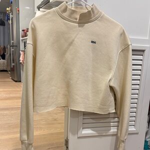 BDG Soft Cream Cropped Mock-Neck Sweatshirt